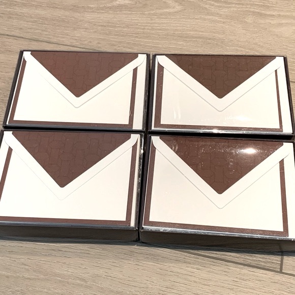 Lot of 4 Hallmark Blank Cards Stationary Embossed Geometric Brown/Cream - Picture 1 of 10